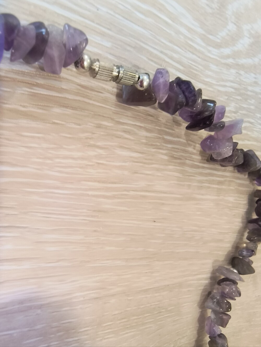 Amethyst Chip Necklace with Teardrop Pendant - Purple - Picture 4 of 5
